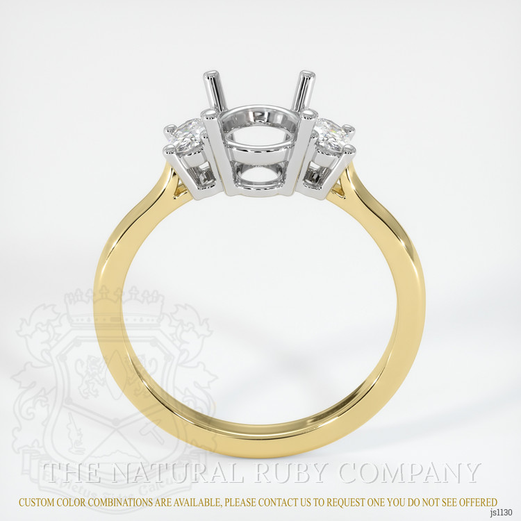 14K White & Yellow Three Stone Ring Setting