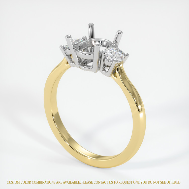 18K White & Yellow Three Stone Ring Setting