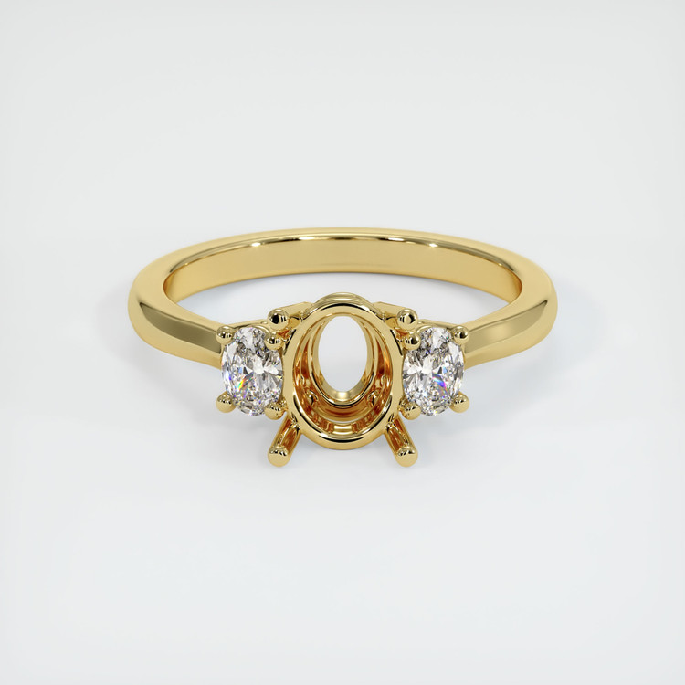 18K Yellow Gold Three Stone Ring Setting
