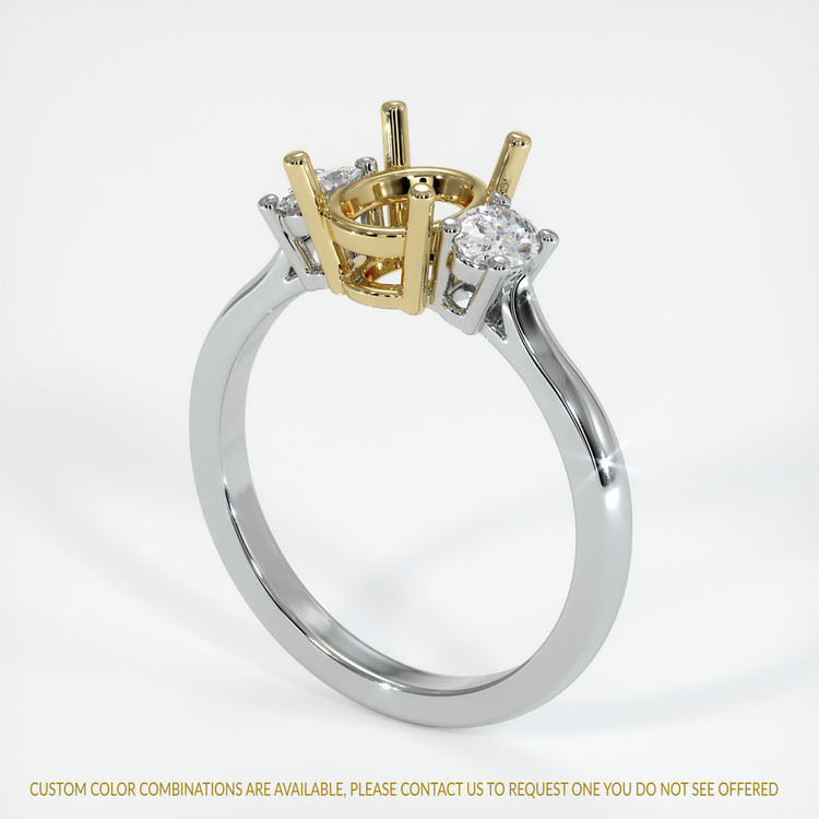 14K Yellow & White Three Stone Ring Setting
