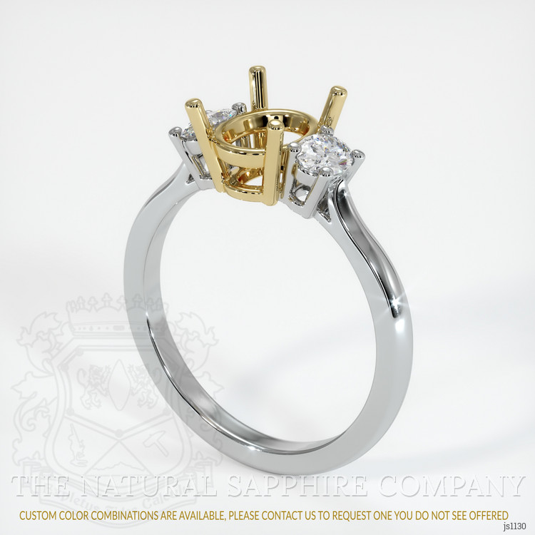 14K Yellow & White Three Stone Ring Setting