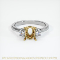 14K Yellow & White Three Stone Ring Setting Image