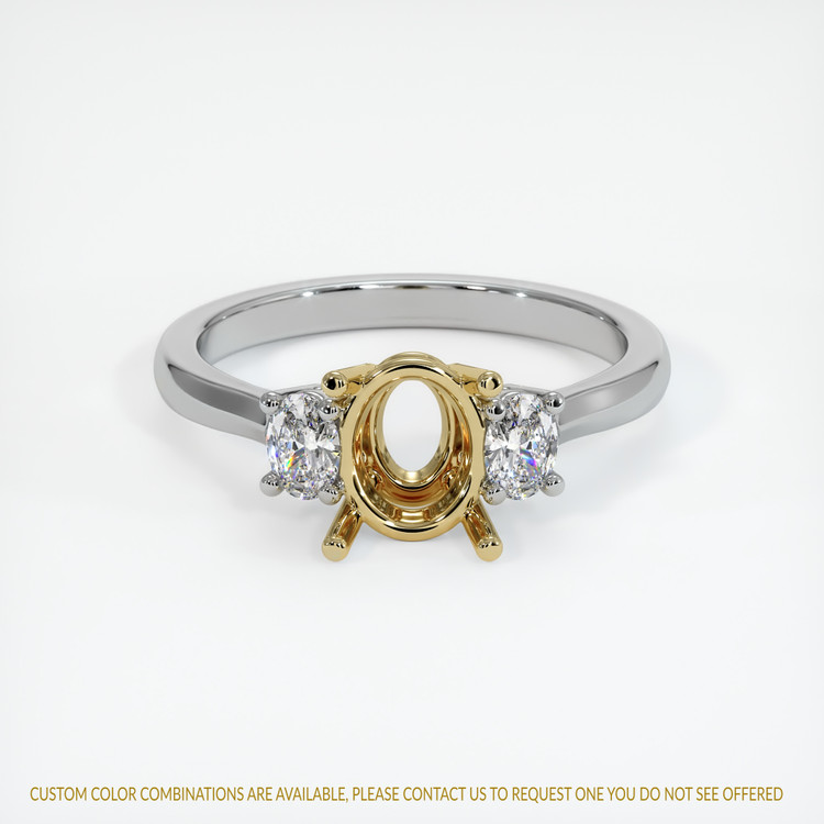 14K Yellow & White Three Stone Ring Setting