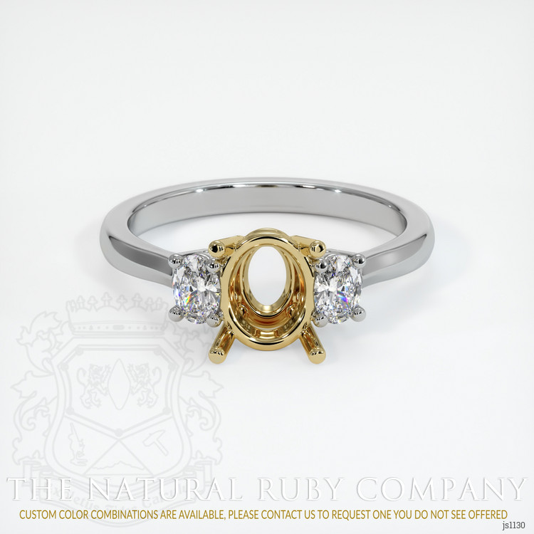14K Yellow & White Three Stone Ring Setting