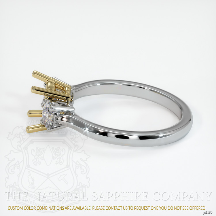 14K Yellow & White Three Stone Ring Setting