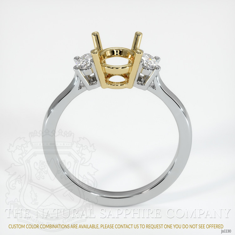 14K Yellow & White Three Stone Ring Setting