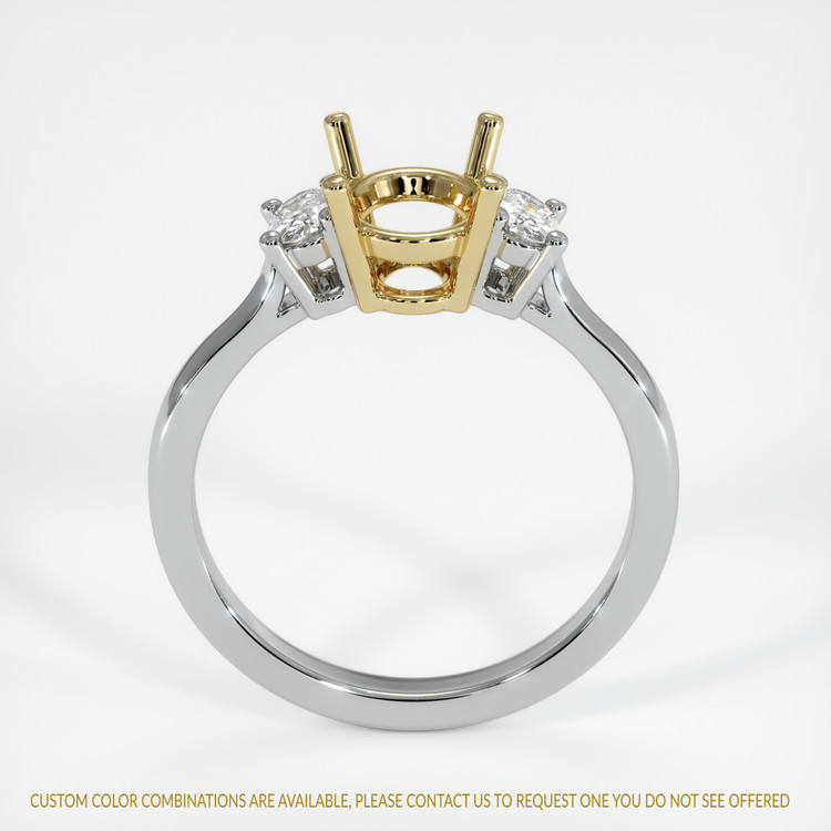 14K Yellow & White Three Stone Ring Setting