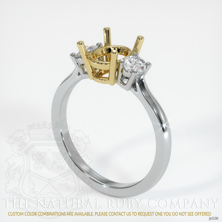 18K Yellow & White Three Stone Ring Setting