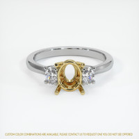 18K Yellow & White Three Stone Ring Setting Image