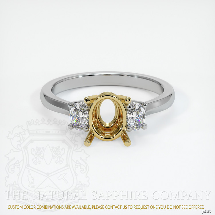 18K Yellow & White Three Stone Ring Setting