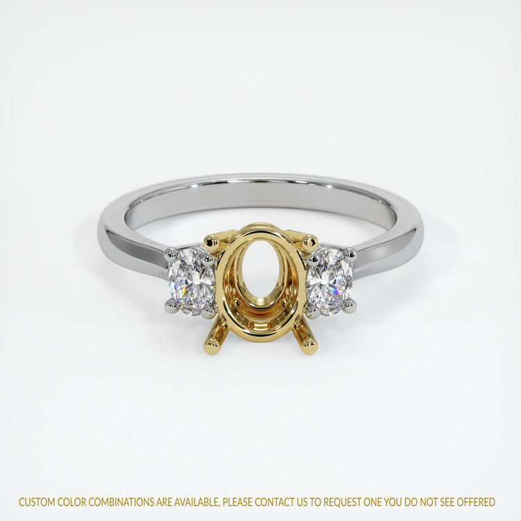 18K Yellow & White Three Stone Ring Setting