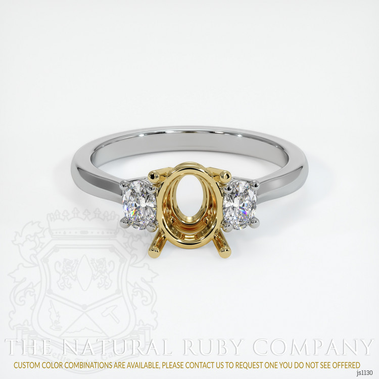 18K Yellow & White Three Stone Ring Setting