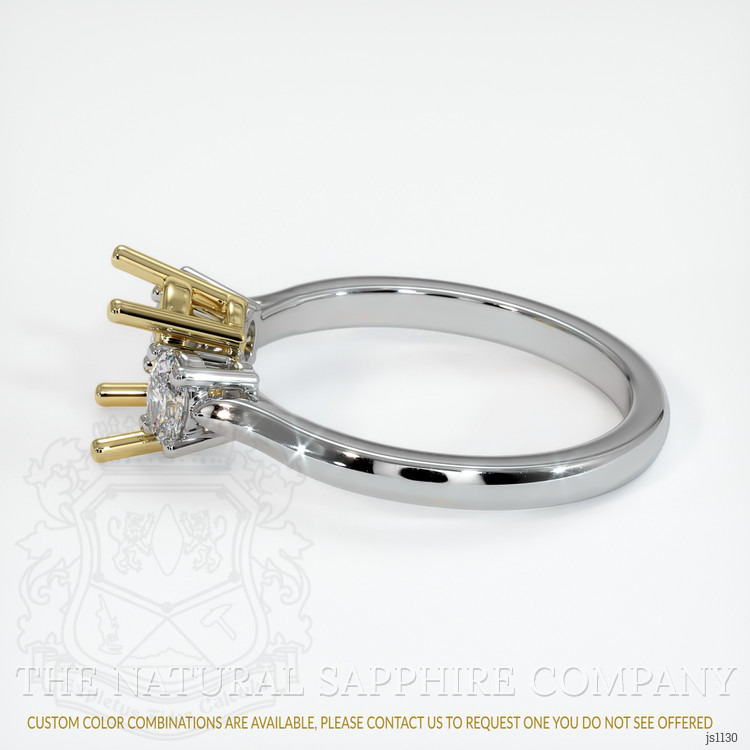 18K Yellow & White Three Stone Ring Setting