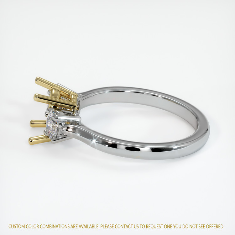 18K Yellow & White Three Stone Ring Setting