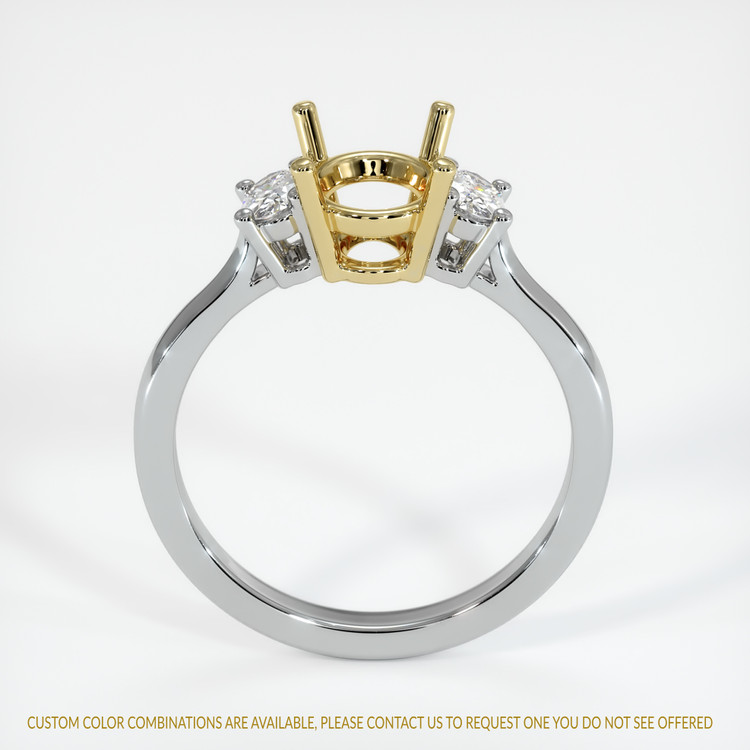 18K Yellow & White Three Stone Ring Setting