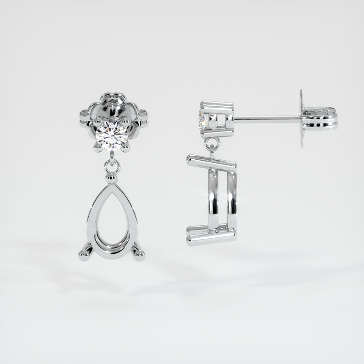 Platinum 950 Accent Stones Earring Setting