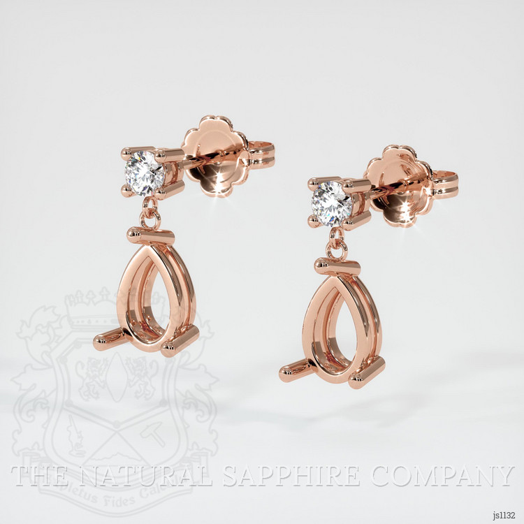 14K Rose Gold Accent Stones Earring Setting