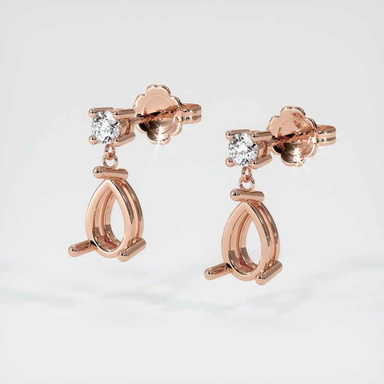 14K Rose Gold Accent Stones Earring Setting