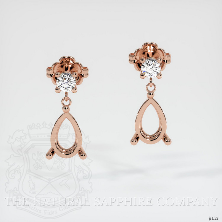 14K Rose Gold Accent Stones Earring Setting