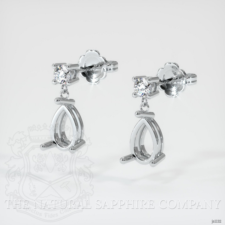 14K White Gold Accent Stones Earring Setting