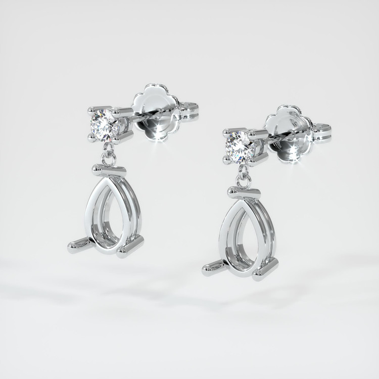 14K White Gold Accent Stones Earring Setting