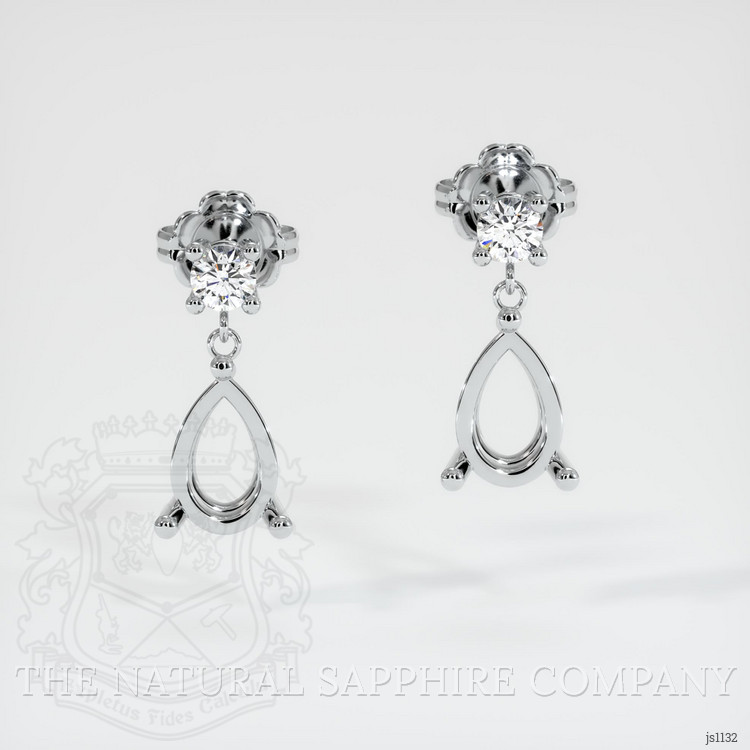 14K White Gold Accent Stones Earring Setting