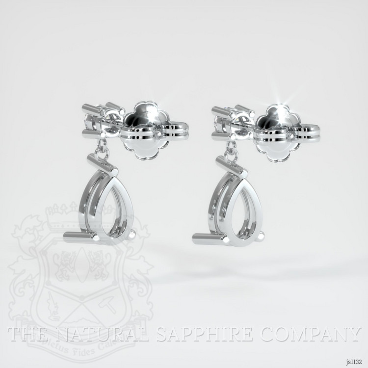14K White Gold Accent Stones Earring Setting