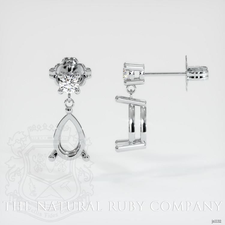 18K White Gold Accent Stones Earring Setting