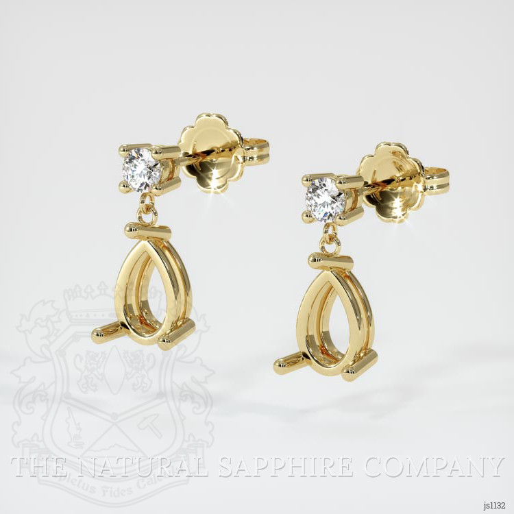 14K Yellow Gold Accent Stones Earring Setting