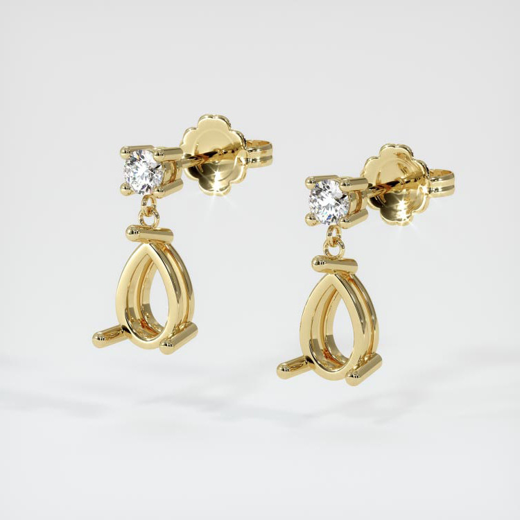 14K Yellow Gold Accent Stones Earring Setting