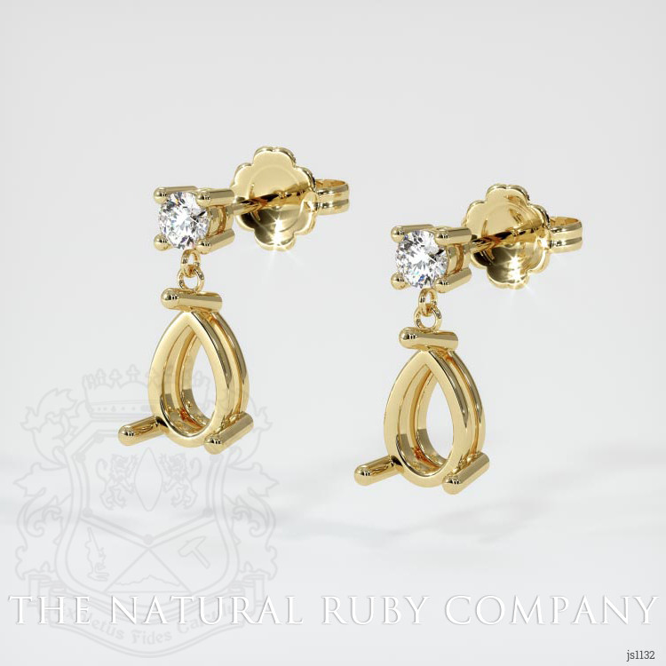 14K Yellow Gold Accent Stones Earring Setting