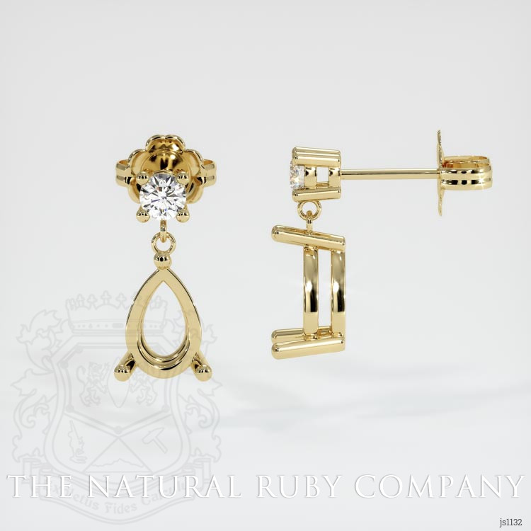 14K Yellow Gold Accent Stones Earring Setting