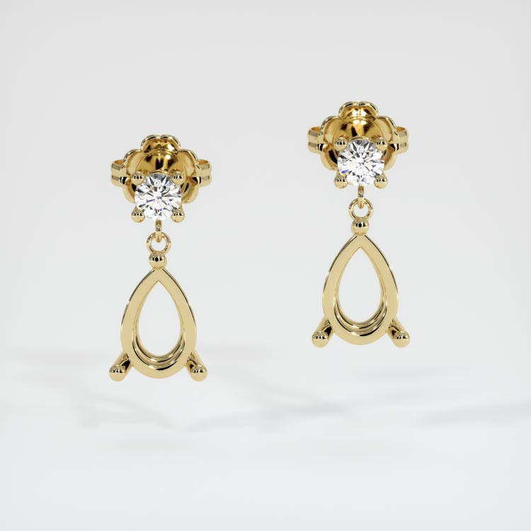 14K Yellow Gold Accent Stones Earring Setting