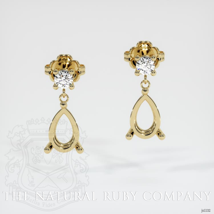 14K Yellow Gold Accent Stones Earring Setting