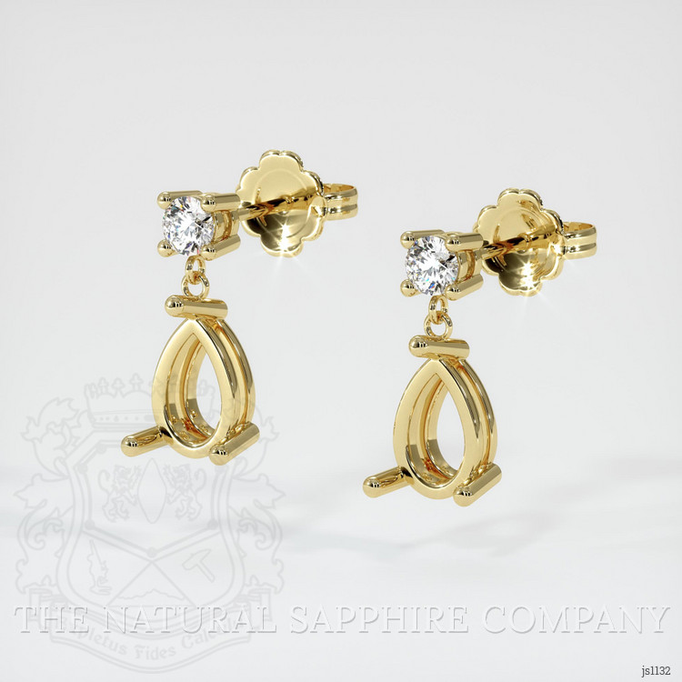 18K Yellow Gold Accent Stones Earring Setting