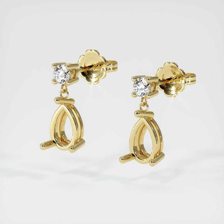 18K Yellow Gold Accent Stones Earring Setting