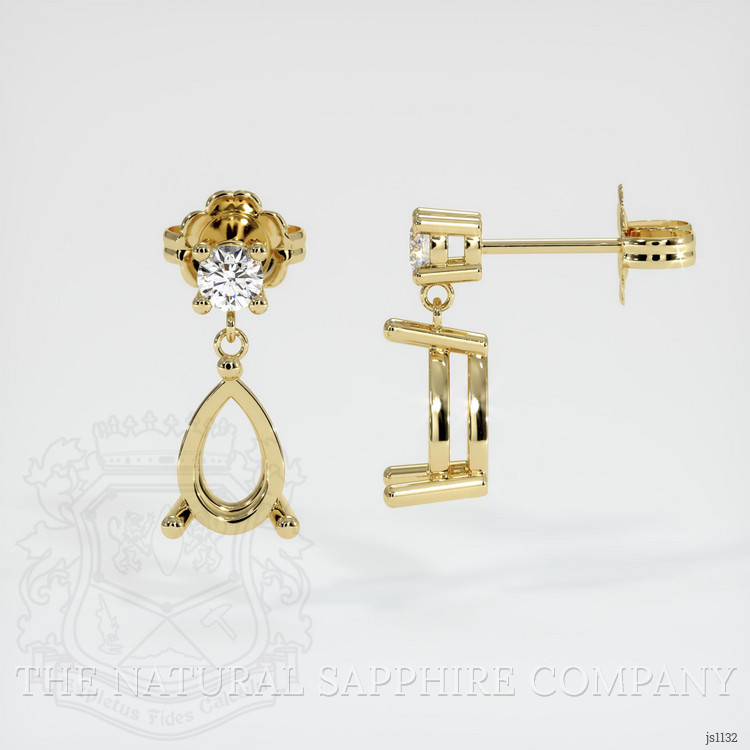 18K Yellow Gold Accent Stones Earring Setting