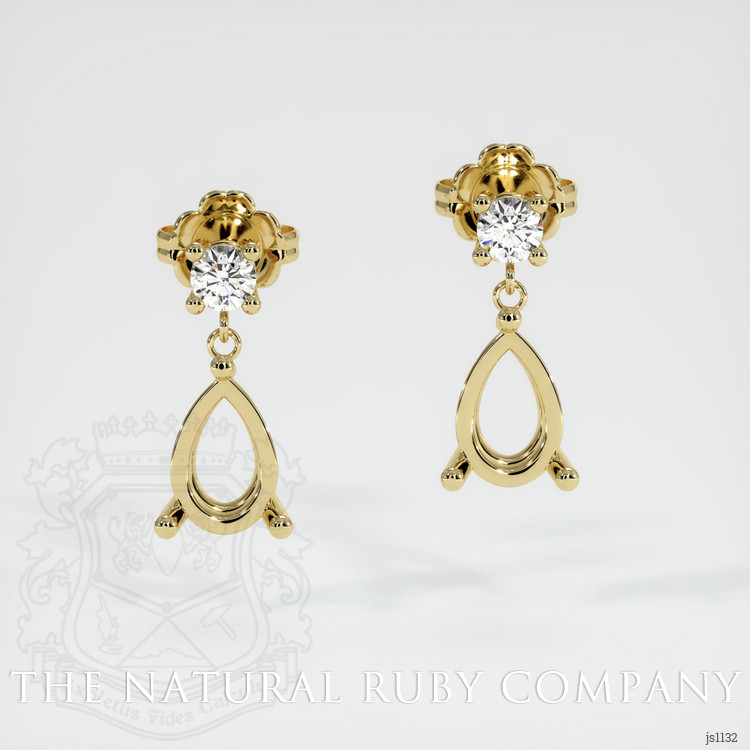 18K Yellow Gold Accent Stones Earring Setting