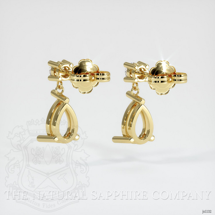 18K Yellow Gold Accent Stones Earring Setting