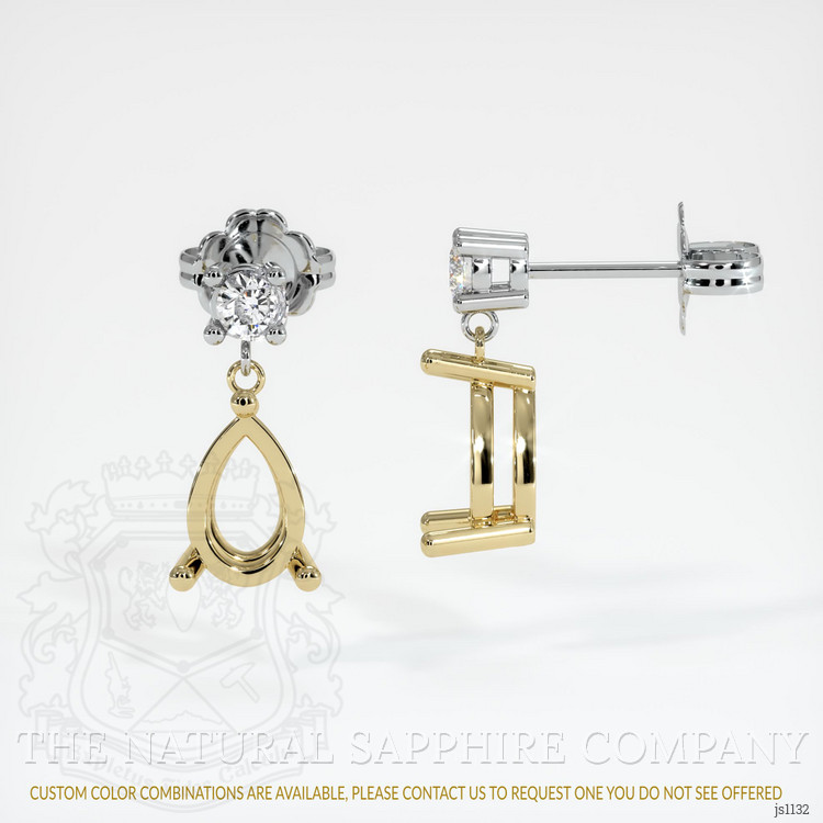 14K Yellow & White Accent Stones Earring Setting