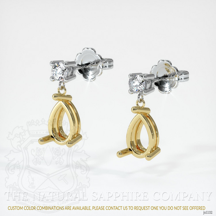 18K Yellow & White Accent Stones Earring Setting