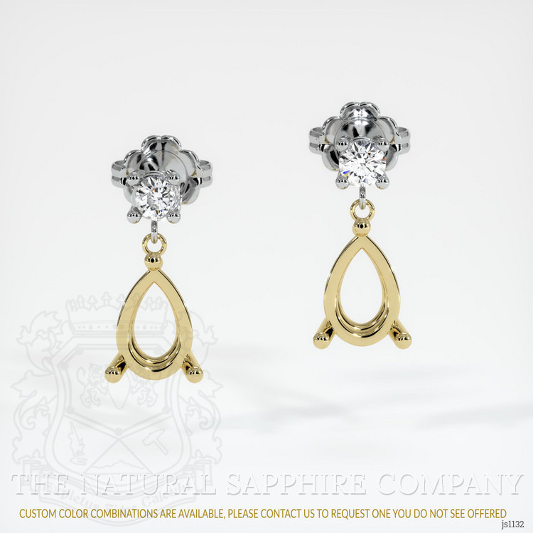 18K Yellow & White Accent Stones Earring Setting