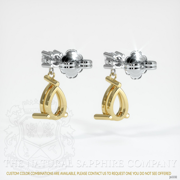 18K Yellow & White Accent Stones Earring Setting
