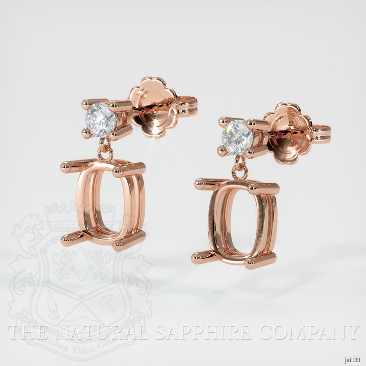 14K Rose Gold Accent Stones Earring Setting