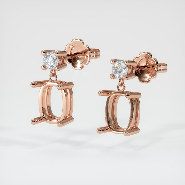 14K Rose Gold Accent Stones Earring Setting