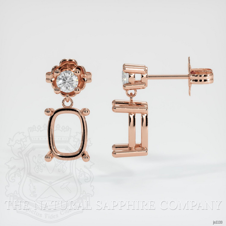 14K Rose Gold Accent Stones Earring Setting