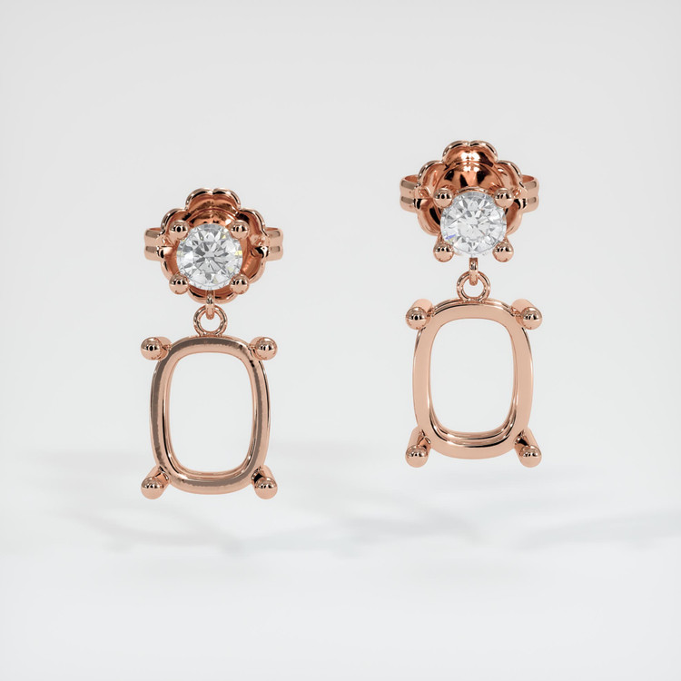 14K Rose Gold Accent Stones Earring Setting