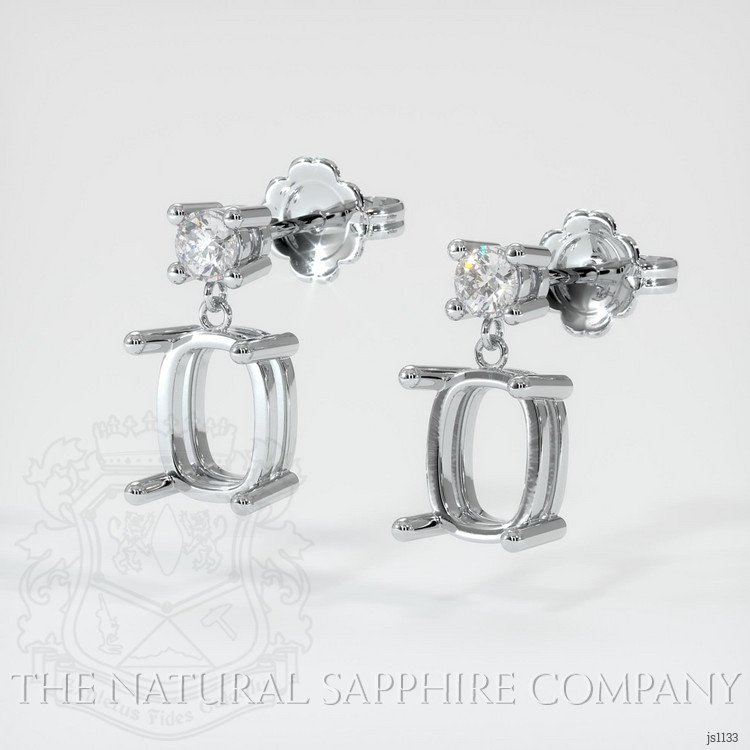 14K White Gold Accent Stones Earring Setting