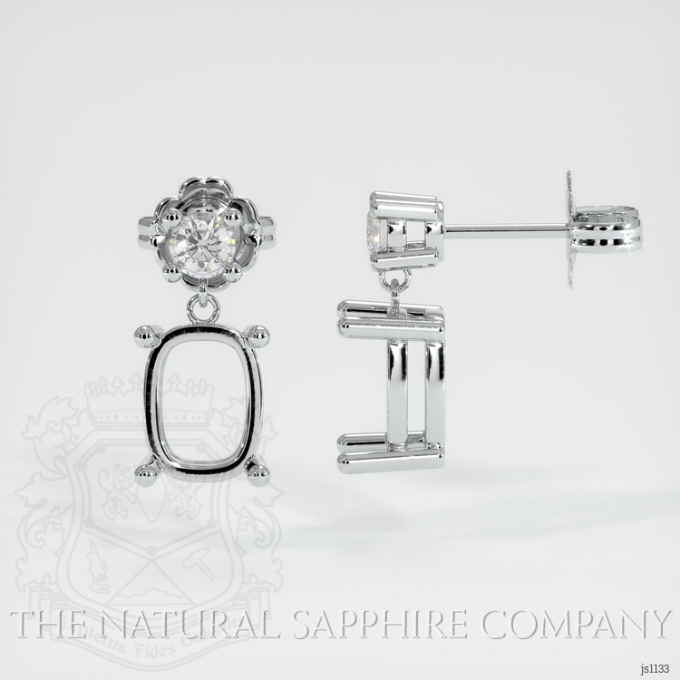 14K White Gold Accent Stones Earring Setting
