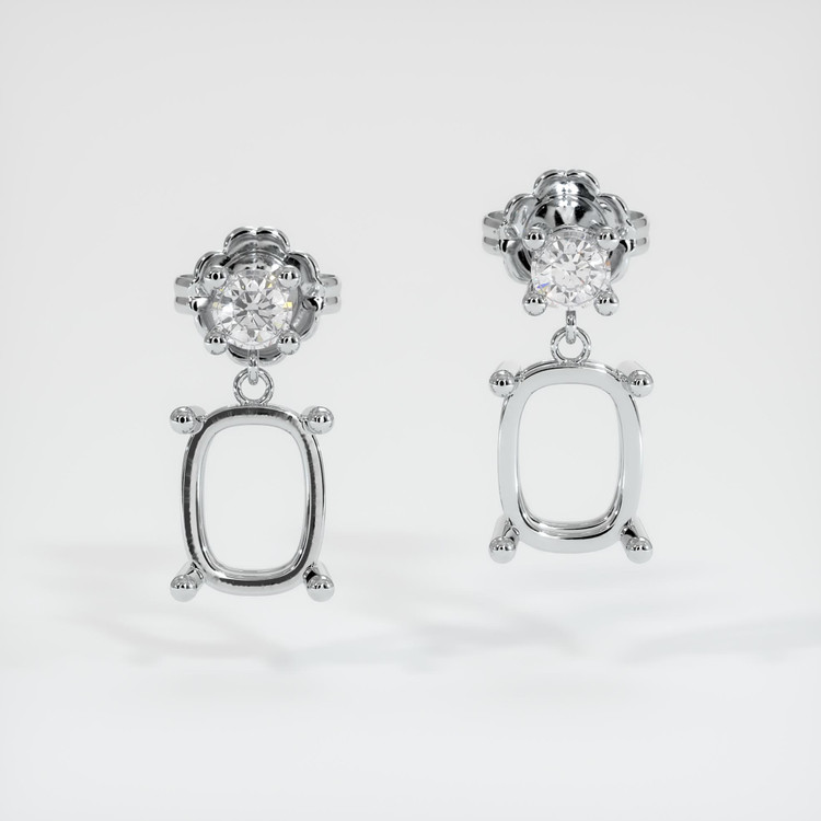 14K White Gold Accent Stones Earring Setting